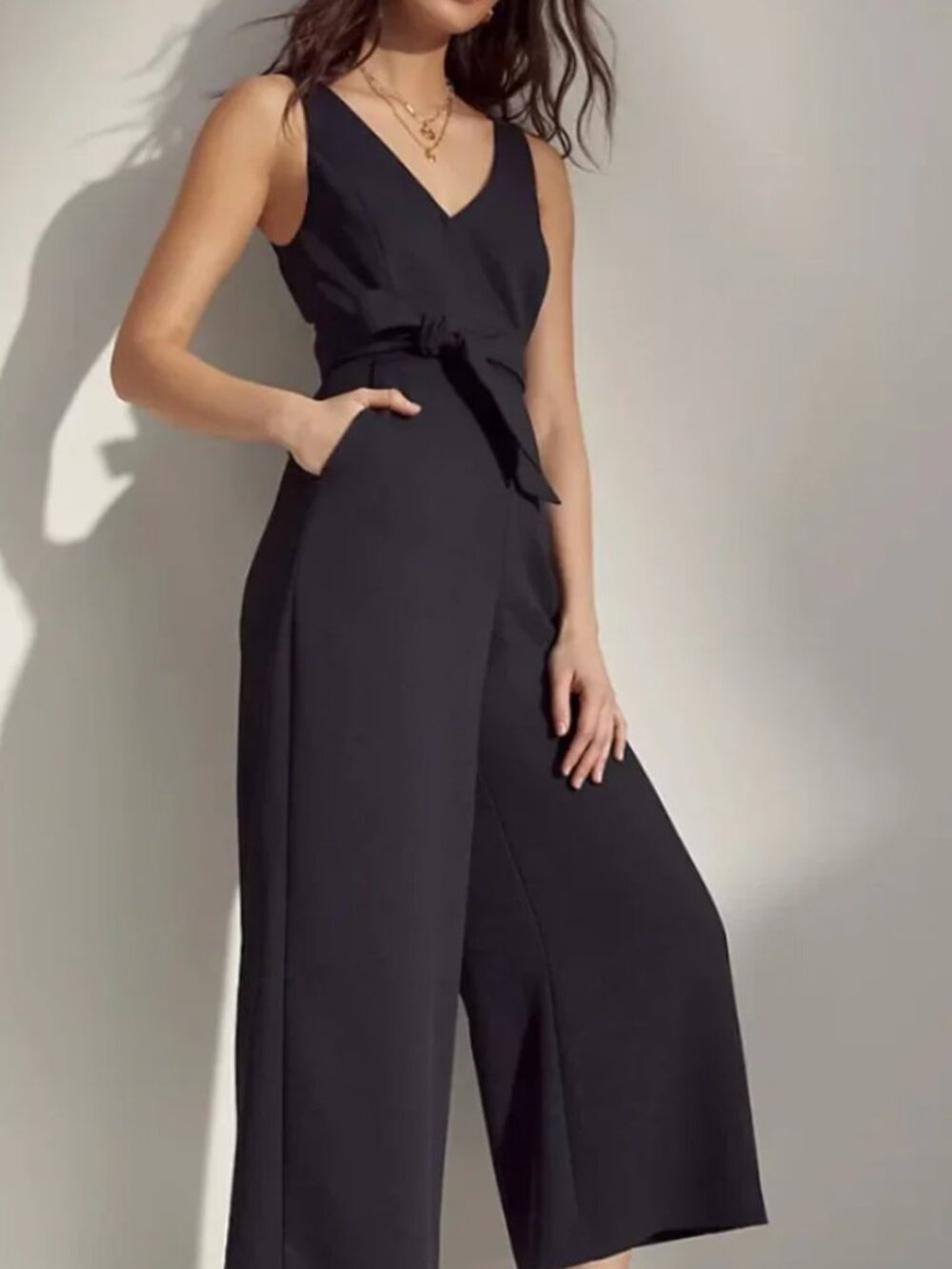 Aritzia Wilfred Wrap Cropped Wide Leg Jumpsuit